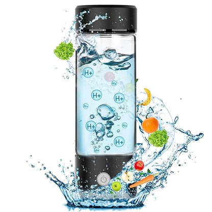 Hydrogen Water Bottle Generator, Portable Rechargeable aquahealth Hydrogen Water, Hydrogen Water Ionizer Machine, with SPE/PEM Technology, for Home Office Travel Fitness Drinking (Black)