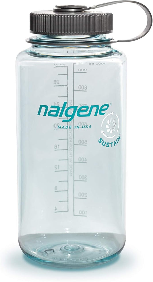 Nalgene Sustain Tritan BPA-Free Water Bottle Made with Material Derived from 50% Plastic Waste, 32 OZ, Wide Mouth, Seafoam