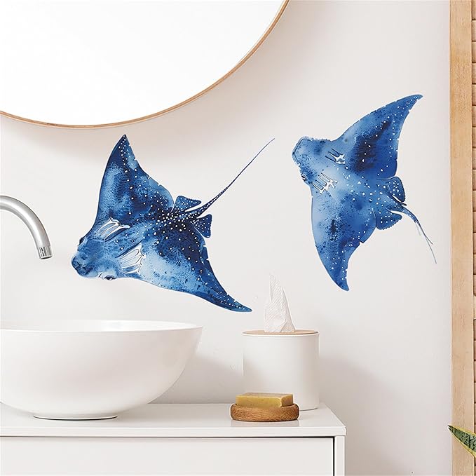 Removable Vinyl Whale Wall Decal Sea Life Wall Sticker Decor Nursery Kidsroom School Classroom Livingroom Bedroom Bathroom Coastal Ocean Fish Murals Decals