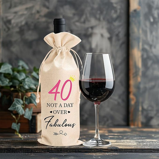 comfit 40th Birthday Gift for Women Men,40 Years Old Birthday Party Decorations,1984 Birthday Wine Bag