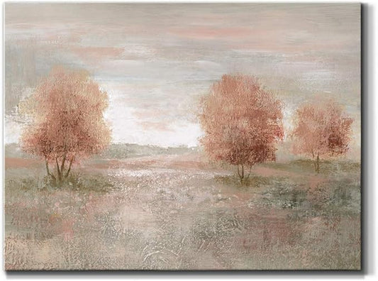 Renditions Gallery Canvas Nature Wall Art Modern Paintings Decorations Autumnal Peach Leaves Abstract Romantic Artwork Wall Hanging Prints for Bedroom Office Kitchen - 12"x18" LT33