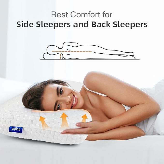 inight Memory Foam Pillows, Foam Pillows for Sleeping, Soft Tex Pillow Memory Foam, Bed Pillows for Back Sleepers & Side Sleepers Pillows- 1 Pack Standard Size, Oeko-TEX & CertiPUR-US Certified