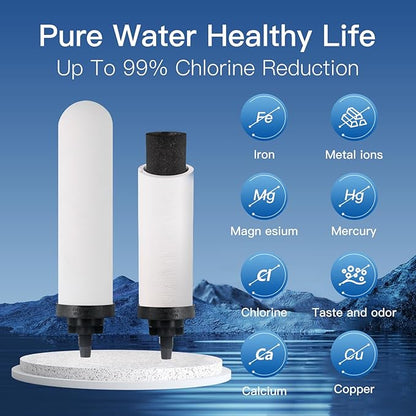2PCS 7" Ceramic Filter, Replacement Filters Candle Activated Carbon for ProOne® Countertop Gravity Water Filter System, Household Water Bucket,Water Cooler Filtration Systems