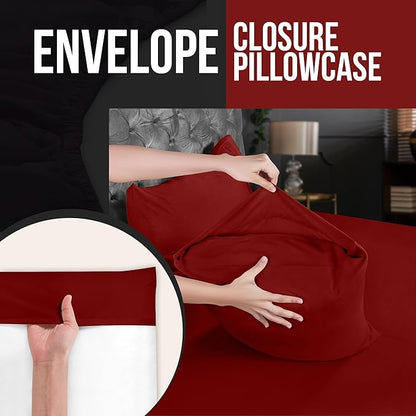 Utopia Bedding Standard Pillow Cases - 2 Pack - Envelope Closure - Soft Brushed Microfiber Fabric - Shrinkage and Fade Resistant Pillow Covers 20 X 26 Inches (Standard, Red)