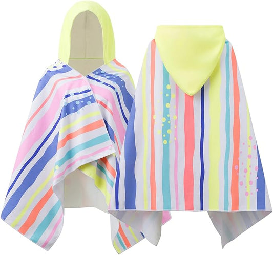 Kids Hooded Towels - Soft and Absorbent Bath, Beach, Swim Pool 30" x 60" Large Towel Cover Up for Boys and Girls Colorful Stripes