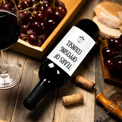 24Pcs Lawyer Graduation Wine Labels Lawyer Appreciation Gifts Wine Bottle Stickers Tears of Opposing Counsel Wine Labels for Bottles Gifts for Women Men