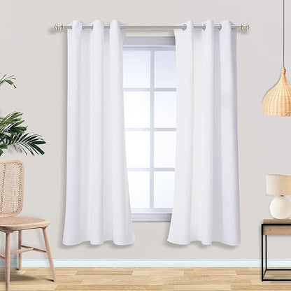Mrs.Naturall 72 Inch Curtains Room Darkening Curtains for Living Room 72 Inches Long,White