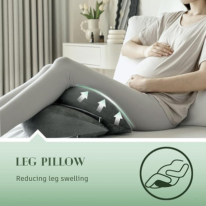 DOWNCOOL Pregnancy Pillow, Grey Maternity Pillow for Pregnant Women, Pregnancy Pillows for Sleeping with Removable Cover, Support for Back, Belly, Legs