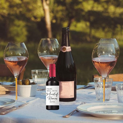 24Pcs Mini Maid of Honor Wine Labels, Bridesmaid Proposal Gifts, Wedding Engagement Gift for Maid of Honor Bridesmaid Wine Label, Pairs Well with Maid of Honor Duties