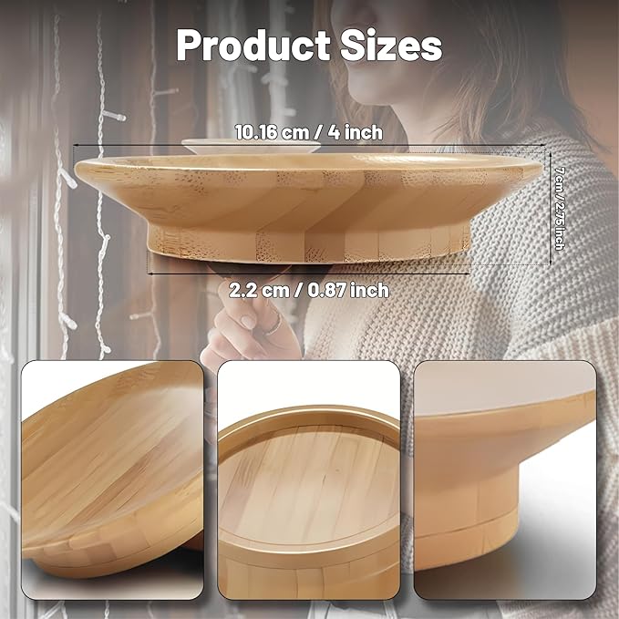 Wine Glass Charcuterie Topper, 4Pcs Charcuterie Wine Toppers, Wine Glass Charcuterie Board Topper, Bamboo Dessert Plates for Family Restaurants Bars (4 Pack)