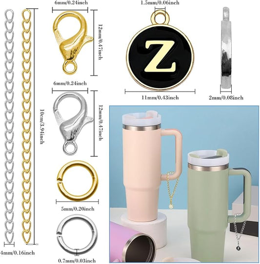 6PCS Letter Charm Accessories for Stanley Cup, Name ID Letter Handle Charm for Stanley Handle Identification Letter Pendant Handle Decoration for Stanley Tumbler Charms (Letter Z)