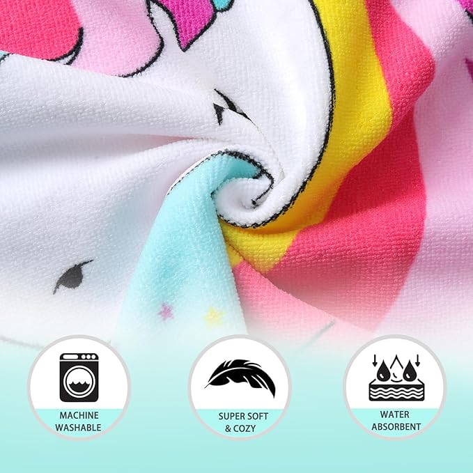 NovForth Kids Beach Towel for Boys Girls, Hooded Bath Towel Wrap, Toddler Pool Towel with Hood