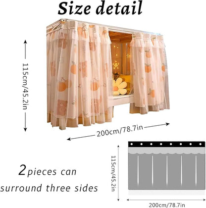 Hoce Bunk Bed Curtain Gauze Bunk Bed Curtains Drapes with Lace Privacy Dorm Bed Canopy for Bottom Twin, 2 Panels