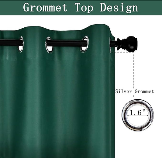 Green Valance for Kitchen Blackout Thermal Insulated 70X18 Inches Short Curtains Drapes Grommet Valance for Bedroom/Living Room 1 Panel