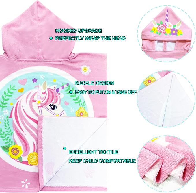NovForth Bath Towel for Toddler Boys, Pool Hooded Towel for Kids, Hooded Bath Beach Towel Poncho for Bath/Pool/Beach Swim Cover