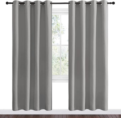 NICETOWN Silver Grey Room Darkening Curtain Panels 78" Long for RV, Play Room, Studio, Heat Block Out and Keep Warm Drapes Window Treatment Drapes for Doorway Entryway Patio (55" Width, 2 Panels)