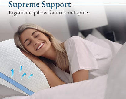 California Design Den Luxury Queen Size Pillow - Adjustable Loft Memory Foam - Soft Down Alternative - Cooling Luxury Hotel Pillows for Back, Stomach or Side Sleepers - Medium Soft, CertiPUR-US