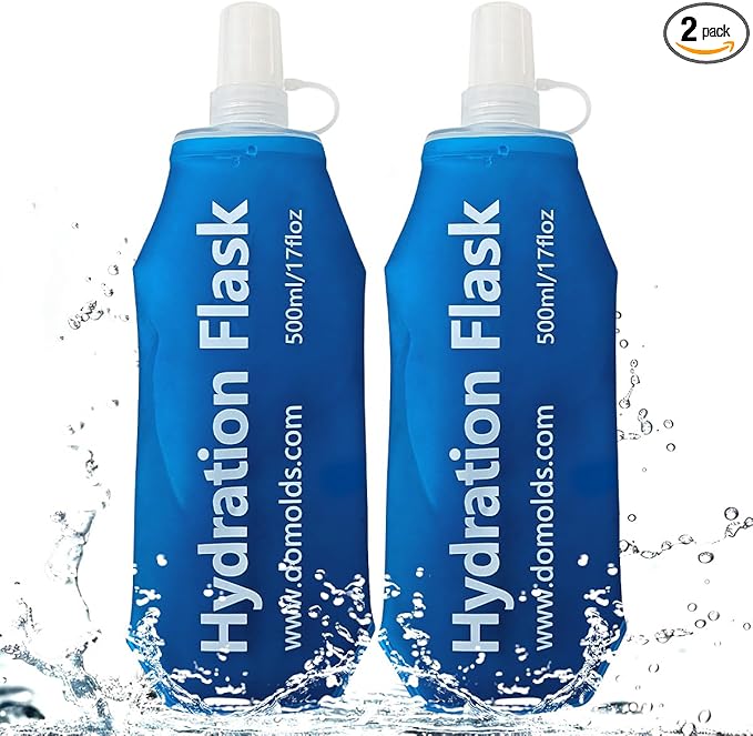 500ML Soft Flask, Running Water Bottle Foldable TPU Hydration Flask for Running Hydration Pack Cycling Hiking Marathon, Pack of 2