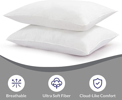 ROYALE LINENS Pillows Standard Size Set of 2 - Bed Pillows for Sleeping - Sleeping Pillow for Back, Stomach & Side Sleepers - Down Alternative Standard Pillow - Hotel Quality (20x26 Inches,Pack of 2)