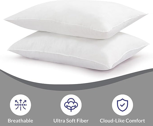 ROYALE LINENS Pillows Standard Size Set of 2 - Bed Pillows for Sleeping - Sleeping Pillow for Back, Stomach & Side Sleepers - Down Alternative Standard Pillow - Hotel Quality (20x26 Inches,Pack of 2)