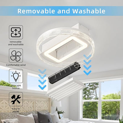 NicBex Ceiling Fan 20 Inch Modern Ceiling Fans with Lights Bladeless Ceiling Fan with Remote Control Ceiling Fans with Reversible Motor for Bedroom, Living Room, White