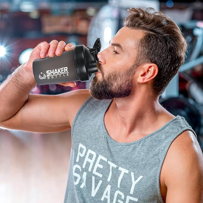 Shaker Bottle, 400ml Small Protein Shaker Cup with Mixing Ball for Smooth blending, Leak-Proof GYM Workout Water Bottles for protein Shake，Bpa Free (13oz / Black)