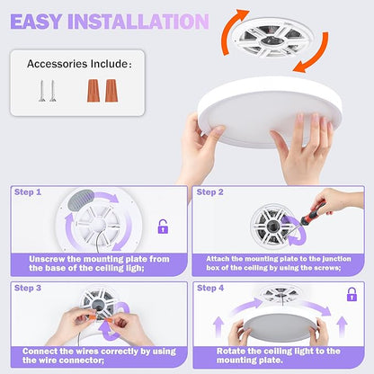 SunRider 4-Pack 9 Inch LED Flush Mount Ceiling Light, 2300LM, 5000K Daylight White, 20W Dimmable Modern Slim Round Flat Ceiling Lights for Hallway