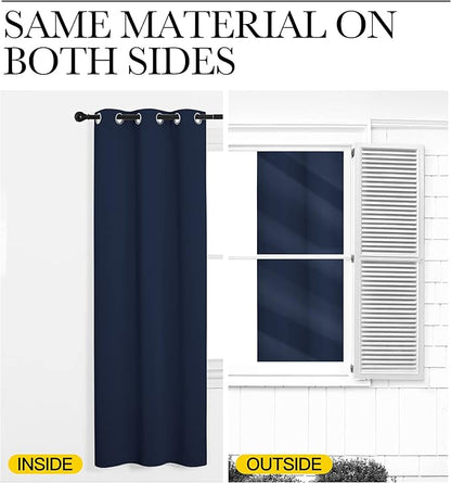 NICETOWN Blackout Curtain Panels, Window Treatment Energy Saving Thermal Insulated Solid Grommet Blackout Drapes/Draperies (Navy, 1 Pair, 42 by 50-inch)