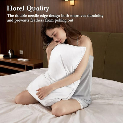 puredown® Feather Pillows with 100% Cotton Cover, Set of 2 Bed Pillows for Sleeping, King Size(20 x 36)