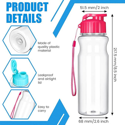 Tioncy 20 Pieces Plastic Water Bottles for Kids Bulk 17 oz Gym Sports Adults Kids Reusable Large Water Bottles Leakproof Drink Flip Top Bottles for Party Outdoor Children School