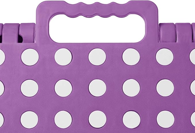 Casafield 9" Folding Step Stool with Handle, Purple - Portable Collapsible Small Plastic Foot Stool for Kids and Adults - Use in The Kitchen, Bathroom and Bedroom