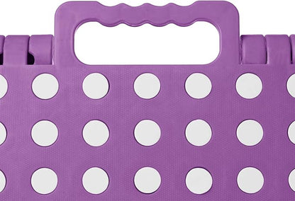 Casafield 9" Folding Step Stool with Handle, Purple - Portable Collapsible Small Plastic Foot Stool for Kids and Adults - Use in The Kitchen, Bathroom and Bedroom