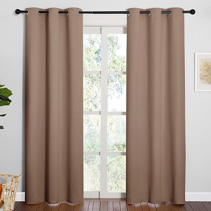 NICETOWN Window Treatment Thermal Insulated Solid Grommet Blackout Curtains/Drapes for Bedroom (1 Pair, 42 by 84 Inch, Cappuccino)