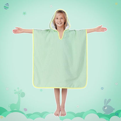 Hooded Towels for Kids,Toddler Bath Towel Swim Cover Up for Ages 3-10 Girls Boys Pool Towels Soft Thick 30"x30" Microfiber Poncho Towel（Green）