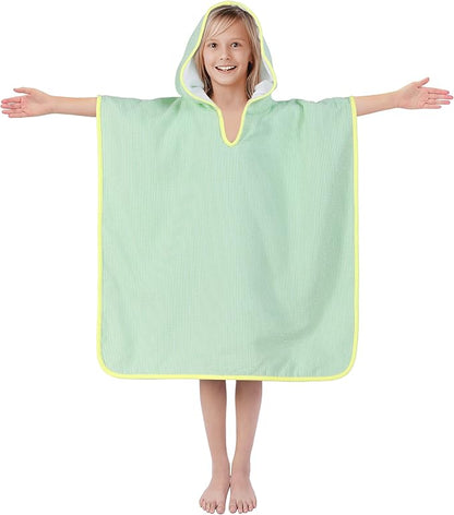Hooded Towels for Kids,Toddler Bath Towel Swim Cover Up for Ages 3-10 Girls Boys Pool Towels Soft Thick 30"x30" Microfiber Poncho Towel（Green）