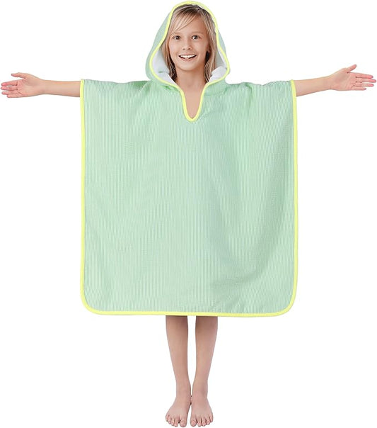 Hooded Towels for Kids,Toddler Bath Towel Swim Cover Up for Ages 3-10 Girls Boys Pool Towels Soft Thick 30"x30" Microfiber Poncho Towel（Green）