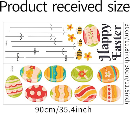 Happy Easter Wall Decals Eggs Wall Stickers Peel and Stick Easter Wall Decorations Window Clings for Nursery Classroom Kids Room Baby Bedroom Home Kitchen Easter Party Decoration (Eggs)