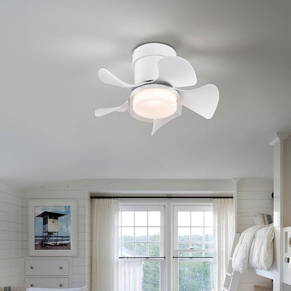 NicBex Ceiling Fan 21 Inch Stylish Design Ceiling Fan with 3 Color Lights Ceiling Fans with 5 Blades and Remote Control Ceiling Fan for Bedroom, Living Room, Matte White