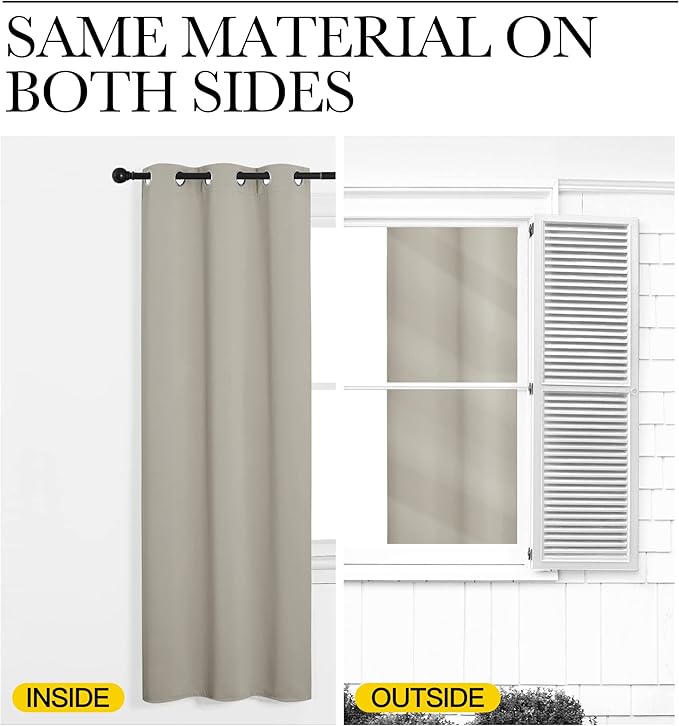 NICETOWN Blackout Curtains for Bedroom, Thermal Insulated Curtains & Drapes with Grommet Top for Living Room, Privacy Window Treatment Draperies (Natural, 34 W by 84 L, Set of 2)