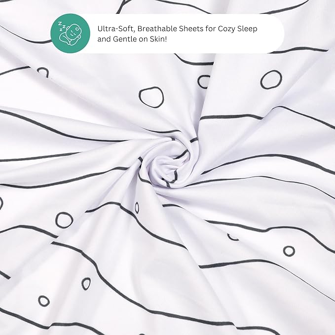 TansyPanda Bassinet Sheets for Angelbliss, Koolerthings, Koola Baby Bassinet Bedside Sleeper, 3 Pack, 33x20 inch, Ultra Soft, Breathable, Snug Fit, Unisex Boys Girls, Gray White (Ocean Fish Theme)