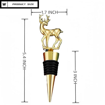 Decorative Deer Wine Stopper,Cool Wine Bottle Stoppers for Glass Bottles,Crystal Bottle Stopper Fits Standard Bottles,Fancy Decors Wine Tools (Golden Deer)