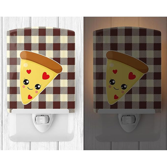 Caroline's Treasures BB9136CNL Pizza Ceramic Night Light Compact, UL-Certified, Ideal for Bedroom, Bathroom, Nursery, Hallway, Kitchen, 6x4x3, Multicolor