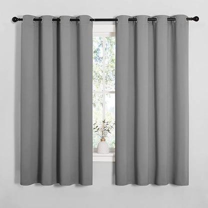 NICETOWN Silver Grey Blackout Curtain Panels for Bedroom, Thermal Insulated Grommet Top Blackout Draperies and Drapes for Basement (2 Panels, W55 x L68-inch)