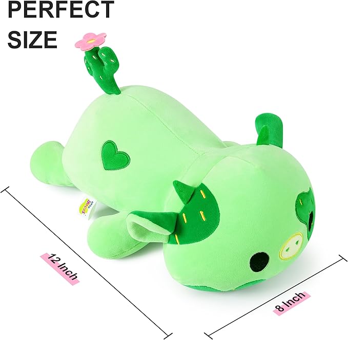 Onsoyours Cute Cow Plushie, Soft Stuffed Cactus Cow Squishy Plush Animal Toy Pillow for Kids (Cactus Cow, 12")