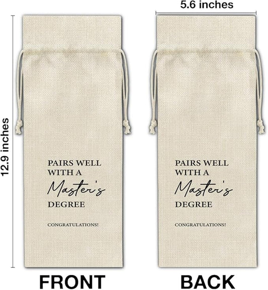 HOIJAUMAI Masters Degree Graduation Gift Masters Graduation Gift Graduation Wine Bag Pairs Well with a Master's Degree Wine Gift Bags for Women Men