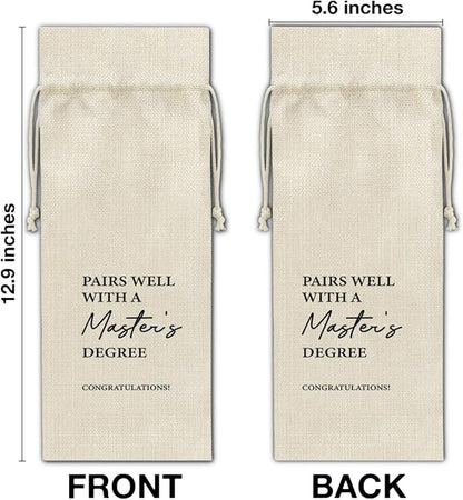 HOIJAUMAI Masters Degree Graduation Gift Masters Graduation Gift Graduation Wine Bag Pairs Well with a Master's Degree Wine Gift Bags for Women Men