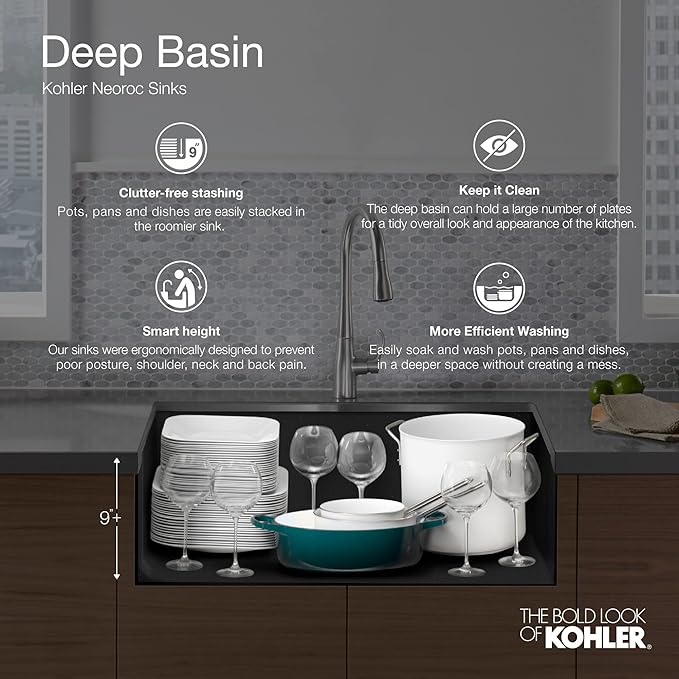 KOHLER K-8206-CM3 Cairn Sink, 33 in, Matte Taupe