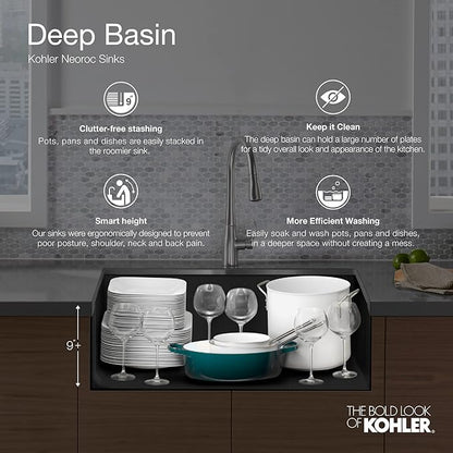 KOHLER K-8206-CM3 Cairn Sink, 33 in, Matte Taupe