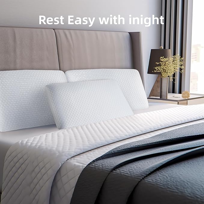 inight Pillows Queen Size Set of 2, Memory Foam Bed Pillows for Sleeping, Bed Pillow for Side Sleepers & Back Sleepers, Oeko-tex & CertiPUR-US-Queen Size (Pack of 2)