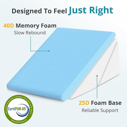Sasttie Wedge Pillow for Sleep Apnea, 10 Inch Adjustable Bed Wedge Pillow for Back Pain, Acid Reflux Relief, Memory Foam Triangle Pillow Wedge for Sleeping, Post Surgery, Knee Elevation, Dark Grey